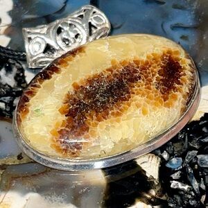 Beautiful Septarian Nodule Pendant 1 1/2”x2”